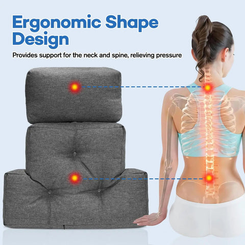 Recliner Neck And Lumbar Pillow Set With Shredded Foam Fill, adjustable for neck and spine support, ergonomic design