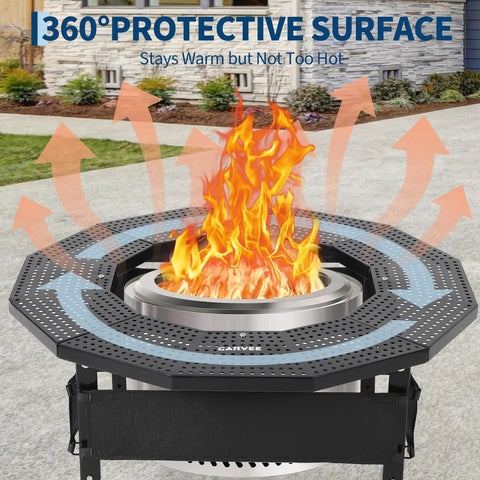 Fire Pit Table Surround With 360 Degree Safety Barrier Built Tough In Heavy Duty Steel For Campfire Tables Outdoor