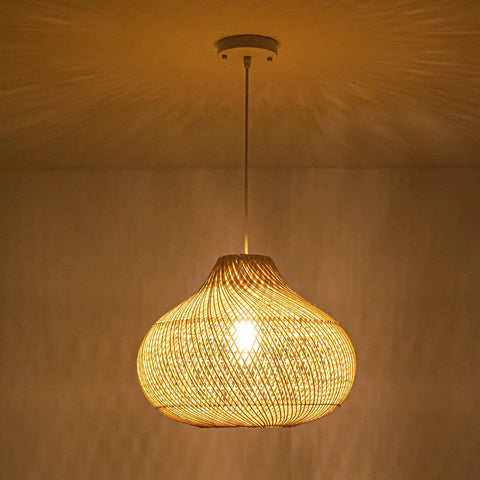 Rattan Pendant Light With Handwoven Wicker Raindrop Design For Dining Room Kitchen Island Bedroom Living Room Boho Farmhouse Ambience