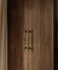 Antique Brass Cabinet Pulls Set Of 6, 5 Inch Center Drawer Handles on wooden cabinet with vintage style grooves