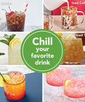 Drinks served with Mini Ice Cylinder Squeeze And Release Set Of 2 In Gray Easy Pop Ice Cubes for chill refreshing beverages.