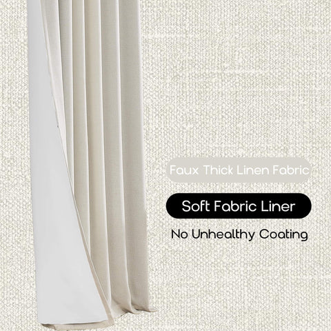 Extra Long Linen Blackout Curtains For Track System 120 Inch Long 10 Foot Floor Length Easy Sliding With Drapery Hooks
