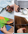All Purpose 8 Inch Scissors 6 Pack With Comfort Grip cutting fabric, paper, tape, and hair