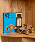 Lumber Rumbler Dope 3D Wood Puzzle Kit For Adults Build A Movable Monster Truck From 280 Precision Cut Pieces No Glue Required With Illustrated Step By Step Guide, wood model kit box and assembled truck