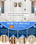 Installation guide for 180 Degree Concealed Hidden Door Hinges Heavy Duty Zinc Alloy Invisible Pivot Hardware with images of hinges.