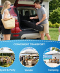 Family packing Instant 10x10 Pop Up Canopy Tent With Easy One Push Setup, Portable Outdoor Shelter into a car