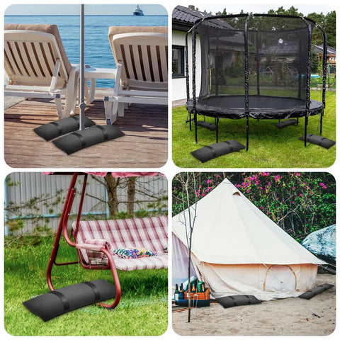 200 Lb Umbrella Base Weight Sandbags Set securing patio, trampoline, swing, and tent foundations outdoors