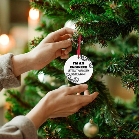 Engineer Themed Ceramic Ornament Gift For Men And Women Inspirational Christmas Ornament For Engineers on Christmas tree