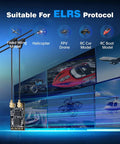 CR8 V2 2.4GHz Nano Receiver With 75mm UFL Dual Antenna suitable for FPV drones, helicopters, and RC planes, ELRS protocol.