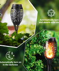 12 Pack Solar Torch Lights With Flickering Flames For Outdoor Use, Waterproof Patio Landscape Decor Lighting, Auto On Off