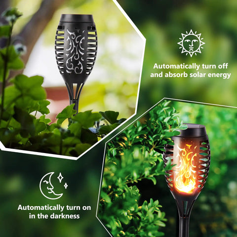 12 Pack Solar Torch Lights With Flickering Flames For Outdoor Use, Waterproof Patio Landscape Decor Lighting, Auto On Off