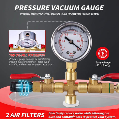 ROGVOC 1.5-gallon stainless steel vacuum degassing chamber with acrylic lid and 4.9 ft hose