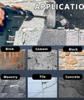 Application of 12 Piece SDS Plus Rotary Hammer Drill Bit And Chisel Set, 6 Inch Length on brick, cement, block surfaces