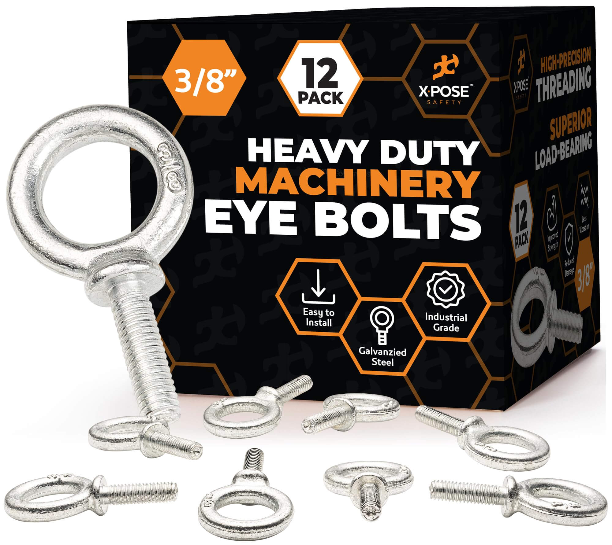 Heavy Duty Three Eighths Inch Threaded Eye Bolt Sixteen T...