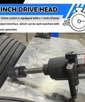 33mm One Inch Drive Deep Impact Socket With Six Point Open Ends That Lock Onto Axle And Lug Nuts Fast Heavy Duty Steel on wrench with tire.