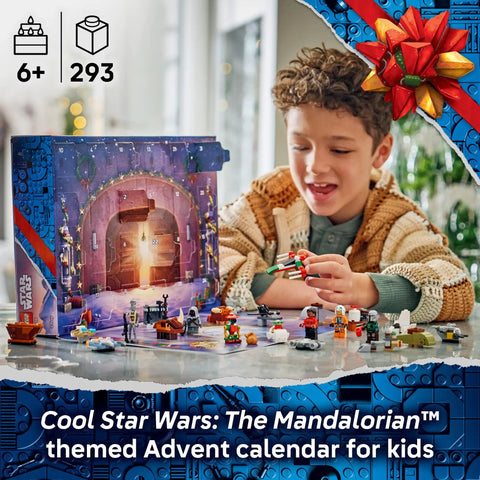 Holiday Lego Star Wars Advent Calendar 2026 Packed With Surprise Buildable Minifigures Behind Every Door featuring a boy building mini figures.