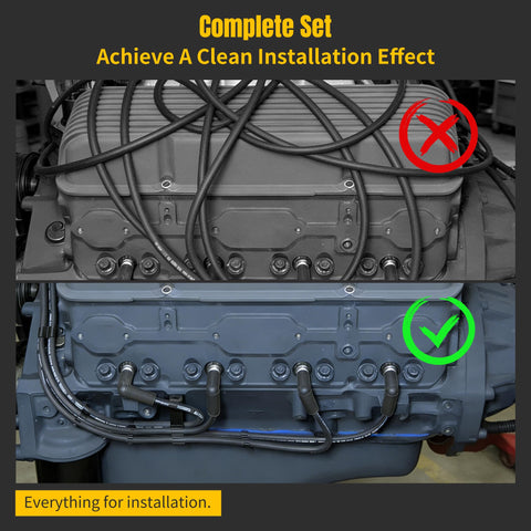 Spark Plug Wire Loom Set For SBC Small Block Chevy Pre 1986 Perimeter Bolt Valve Covers Keeps 8mm Wires Separated