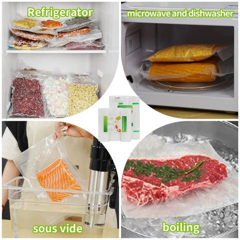 Vacuum Sealer Bags For Food 11x20 Inches Pack Of 3 Rolls, BPA Free Food Saver Storage Bags used in freezer, microwave, sous vide