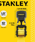 1 Inch By 10 Foot Ratchet Tie Down Straps Set With Padded Ergonomic Handle Black And Yellow, branding and measurements visible