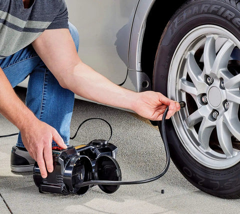Heavy Duty Electric Floor Jack And Quick Fill Tire Inflator Pump Combo For Fast Flat Fixes 2 In 1 Pit Crew Essential With 1 Ton Lift Rating Easy Car Battery Powered Roadside Hero Gear