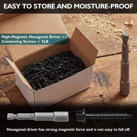 Heavy Duty Galvanized Connector Screws For Joist Hangers In Bulk Size Nine By 1-1/2 Inch packed with hexagonal driver for easy use.
