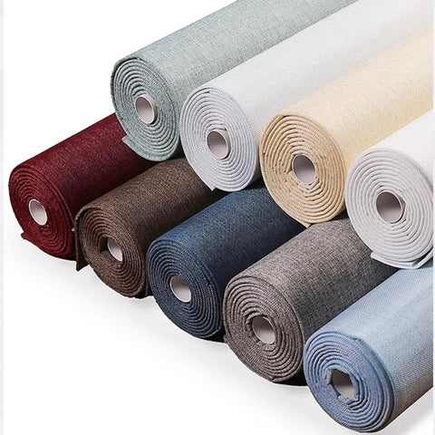 Peel And Stick Wallpaper 3D Textured Contact Paper Self Adhesive Aluminum Foil Backing in various colors on rolls.