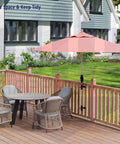 Beefy Adjustable Patio Umbrella Stand For Deck Railing Mounts Heavy Duty Steel Base With Clip Clamp Outdoor Umbrella Holder