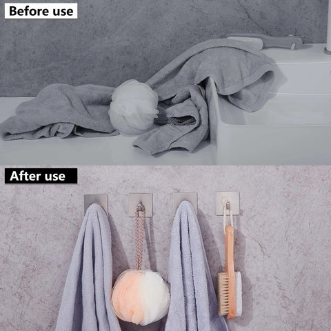Heavy Duty Self Adhesive Hooks No Drill Wall Hangers Stick On Stainless Steel Holders For Kitchen Bathroom Home Door Towels