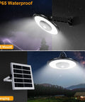 Heavy Hitter Solar Powered Shed Lights With Switch And Motion Sensor 3000 Lumen indoor outdoor pendant lamp, wall mounted with solar panel.