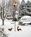 Squirrel Proof Bird Feeder Pole Kit With Ground Forks And Mount 80 Inch Bird House Pole Stand Heavy Duty with 18 inch baffle
