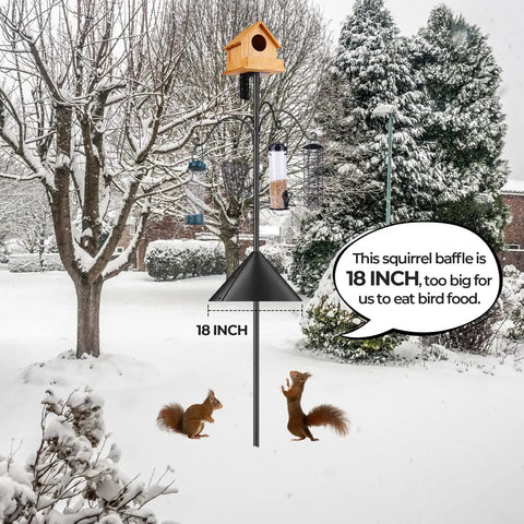Squirrel Proof Bird Feeder Pole Kit With Ground Forks And Mount 80 Inch Bird House Pole Stand Heavy Duty with 18 inch baffle