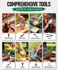 Portable 16-Piece Camping Kitchen Set With Grill Accessories For RV Trips, Hiking, Picnics, and Backpacking displayed in use