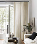 Cozy Pleated Cream Beige Linen Blackout Curtains For Bedroom 90 Inch Length 2 Panels Pinch Pleat Back Tab in living room