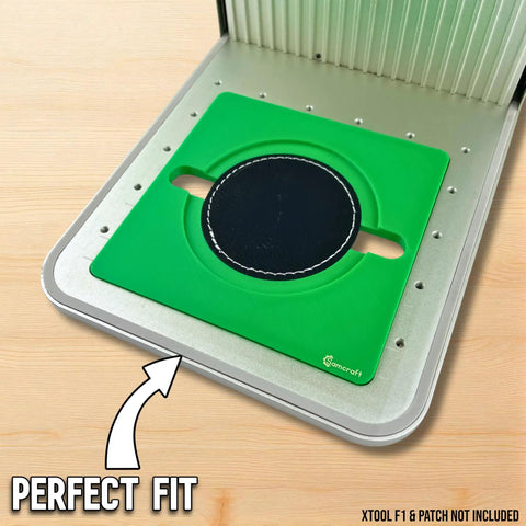 Round Patch Jig For XTool F1 Engraving Holds 2.5 And 3 Inch Leatherette Patches with no tools needed for precise centering.