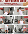 All In One Adjustable Smith Machine With Lat Pulldown System Multi Function Power Cage For Home Gym Cable Crossover Squat Rack Training Equipment With Attachments in use