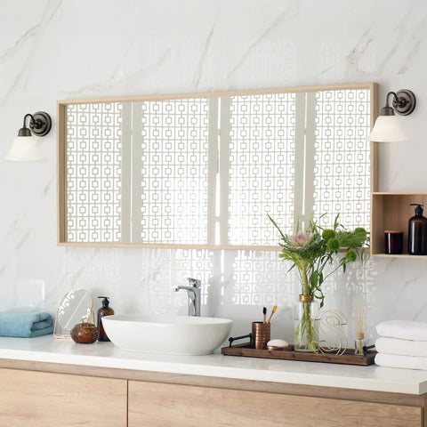 Modern bathroom with Millbridge Dimmable Vanity Light With Four Frosted Glass Shades In Oil Rubbed Bronze Traditional Style Fixture For Above Bathroom Mirror Mount Up Or Down Large Backplate For Easy Renovations on the sides of the mirror.