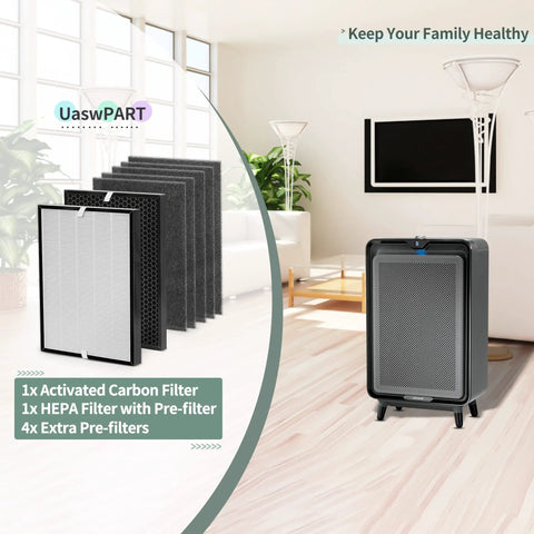 Premium Replacement Filters For Air 220 And Air 320 Purifier, True HEPA With Pre Filter, Activated Carbon, 4 Pre Filters, room setup