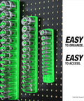 1/4 Inch Drive SAE Socket Organizer With Dual Rails And Labeled Posts For 1/8 To 5/8 Inch Sockets, Deep And Shallow Sockets
