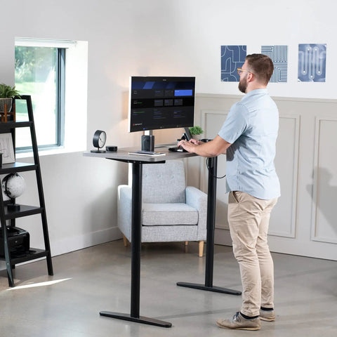 VIVO Electric Standing Desk Frame Single Motor Height Adjustable Workstation Base With Memory Settings Fits 41-74 Inch Tops in home office
