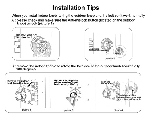 Installation tips for Keyless Jimmy-Proof Deadbolt Lock With Unpickable Night Latch And Anti Mislock Button 304 Stainless Steel
