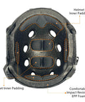 Inner view of PJ Type Tactical Airsoft Fast Helmet Lightweight ABS With NVG Mount And Side Rails showing EPP foam padding