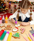 Dope Cookie Decorating Kit With Squeeze Icing Bottles Food Coloring Tools And Professional Baking Brushes For Making Killer Holiday Treats Every Single Time, girl decorating cookies.