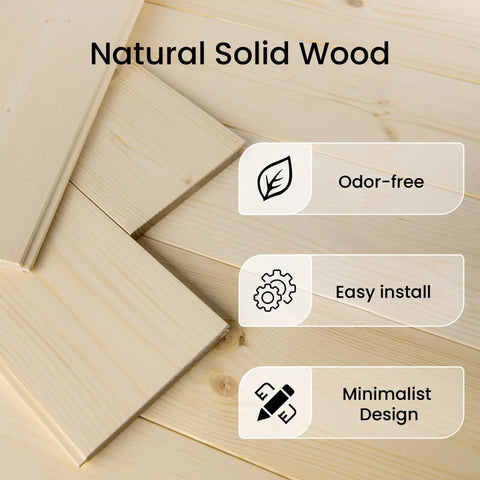 Close-up of natural solid spruce wood panels for Unfinished 30x84 Inch Double Barn Door With 10ft Sliding Hardware Kit Included.