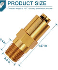 Brass thermal relief valve with 1/4 in NPT threads, 1.67 in overall length