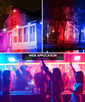 Outdoor Plug In Flood Light 50W Dusk To Dawn With IP66 Waterproof 2200lm illuminating house exterior and dance event scene