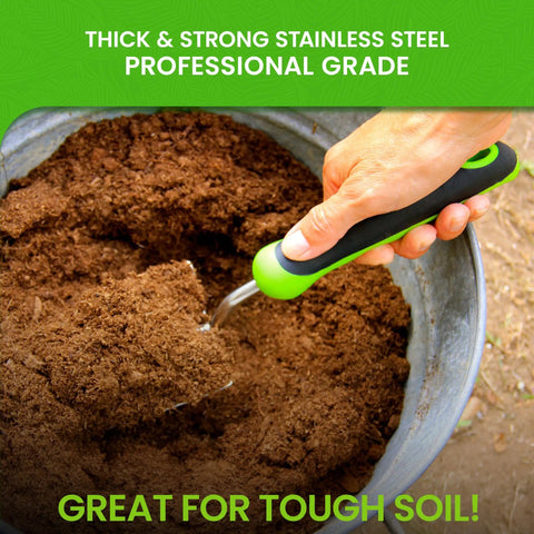 Heavy Duty Garden Trowel Hand Shovel For Gardening Pro Grade Stainless Steel Rust Resistant Blade With Ergonomic Grip in soil