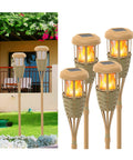 4 Pack Outdoor Solar Torch Lights With Flickering Flame Waterproof Garden Tiki Torches For Yard And Path