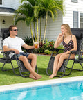 Zero Gravity Lounge Chairs Set Of 2 With Pillow And Cup Holder Tray Adjustable Folding Outdoor Camping Reclining Chairs