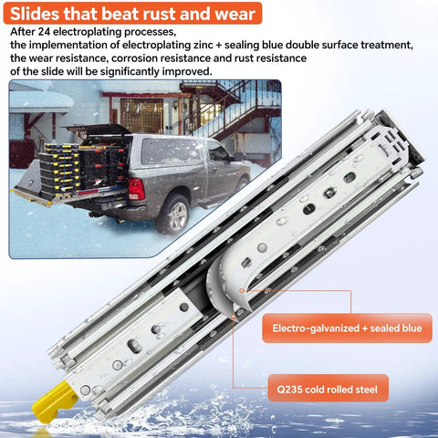 Beefy Heavy Duty Drawer Slides With Lock 28 Inch 500Lb Three Fold Full Extension Ball Bearing Replacement visible on a snowy surface