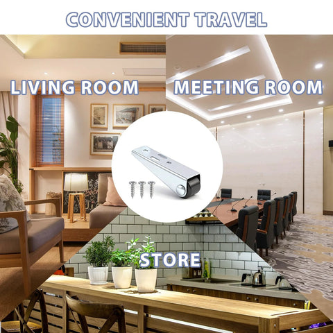4 Pack Door Droop Support Wheels Set for Sliding Doors Cabinets and Furniture Stability Stainless Steel And Nylon Bottom Track Pulleys for living room, meeting room, and store.